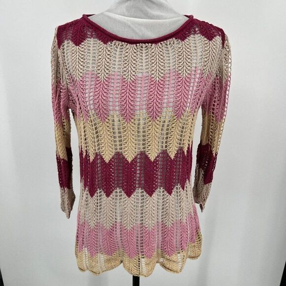 St.Johns Bay Vintage Colorful Crochet Sweater Size Medium - Picture 1 of 10